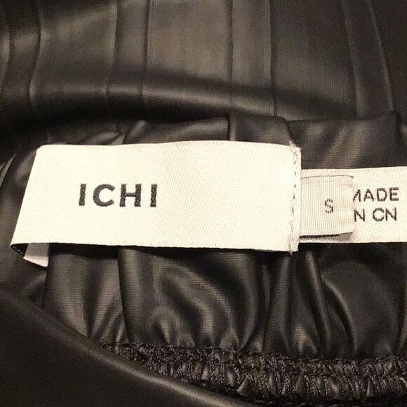 Ichi Black Faux Leather Danish Pleated Midi Skirt - Picture 7 of 15